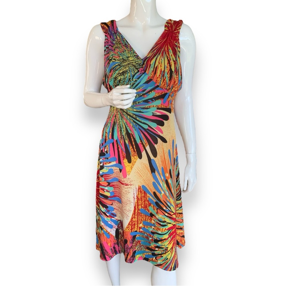 Touch Express Multicolored Feather Print Sundress… - image 2